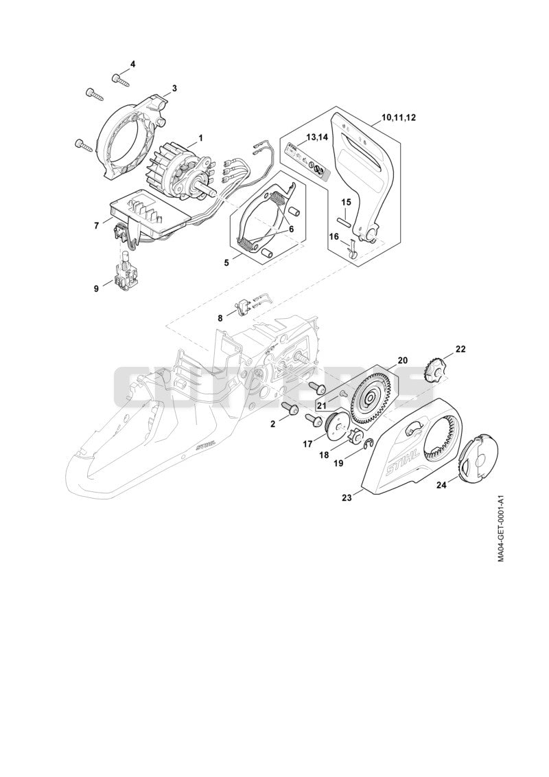 Electric motor, Electronic module, Chain sprocket cover