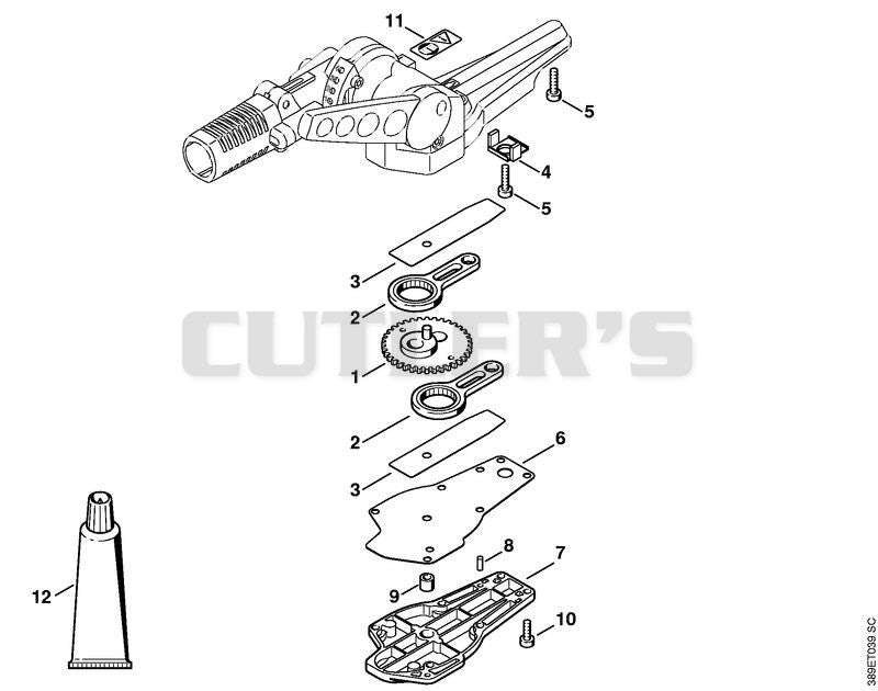 Blade drive gear, adjustable thru 135°