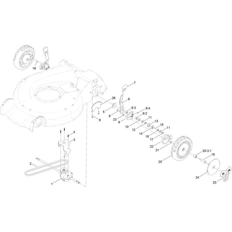 Rear Wheel and Height of Cut Assembly