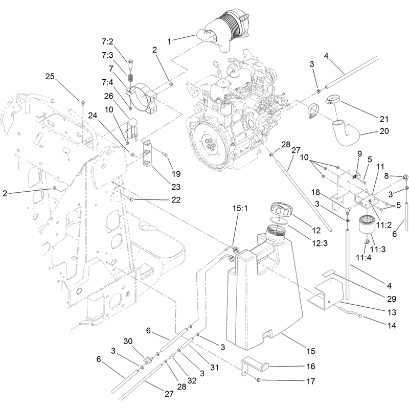 Fuel Tank and Air Filter Assembly