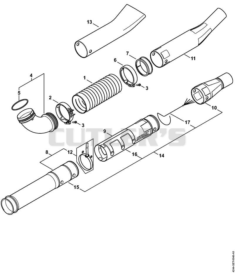 Pleated hose, Blower tube