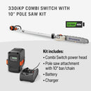 Husqvarna 970701205 330iKP 18 inch Dual Direction Straight shaft 40V Battery Powered Cordless Attachment Capable Combi Switch and Polesaw Attachment with, 4 Ah Battery and Charger Included
