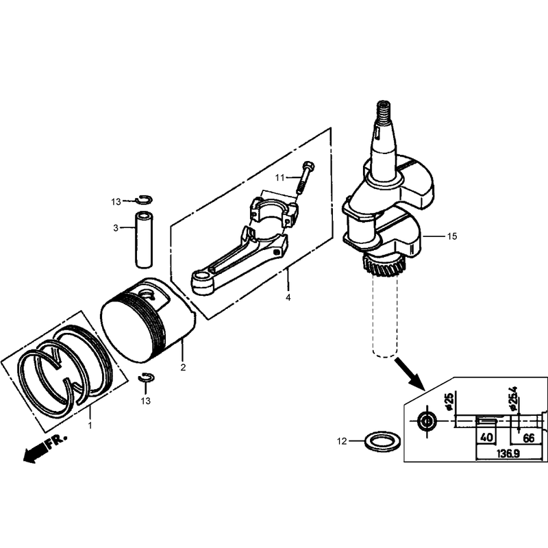 Crankshaft and Piston Assembly Honda GXV160K1-A1T