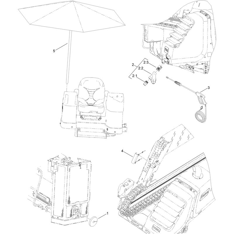 Wash Wand Umbrella Cylinder Lockout Strainer and Split Wiper Assembly