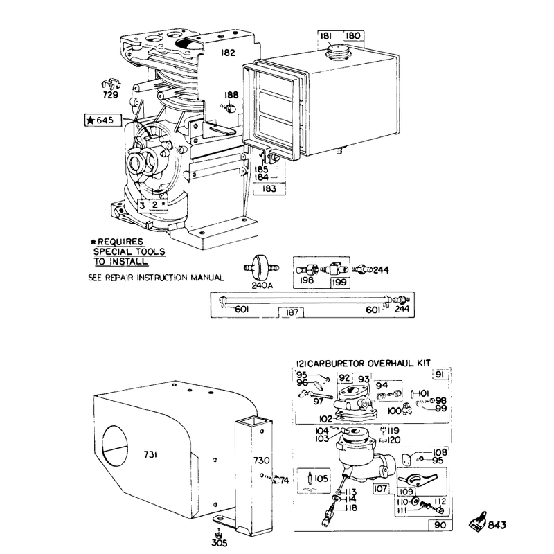 Engine Briggs & Stratton Model 190402 Type 0989-01