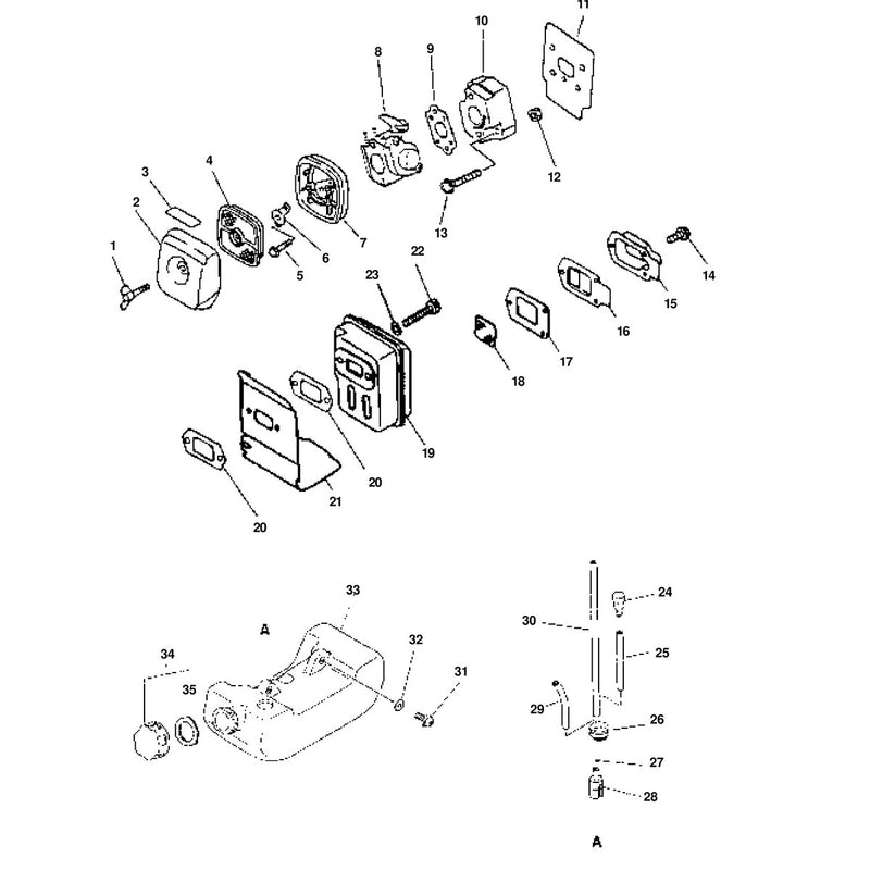 INTAKE, AIR FILTER, EXHAUST, FUEL SYSTEM