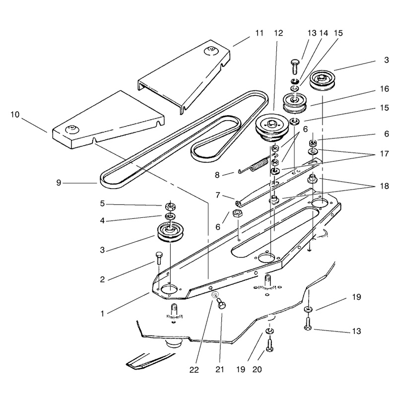 Belt Cover, Belt, Drive & Idler Pulleys