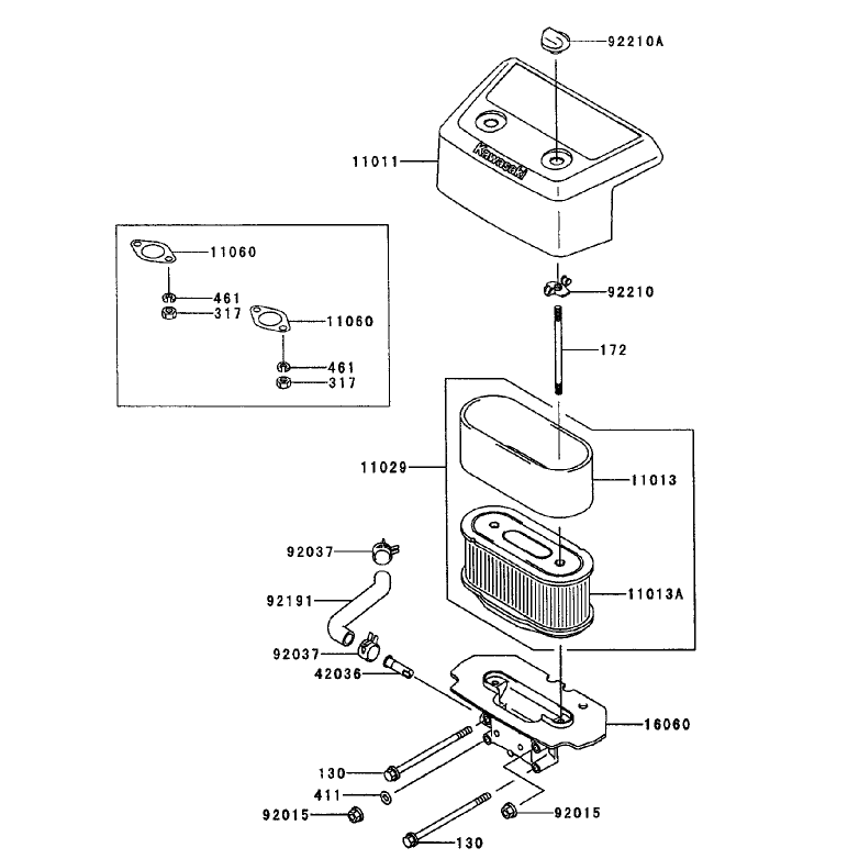 Air FilterMuffler Assembly Kawasaki FH680V-CS10