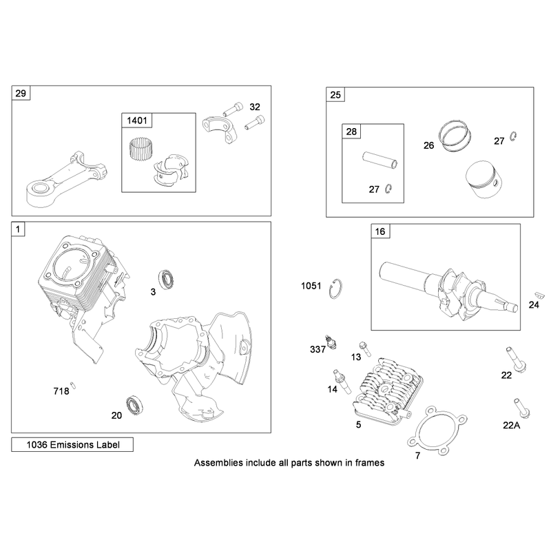 Cylinder, Piston and Connecting Rod Assembly  Briggs and Stratton 084233-0198-E8