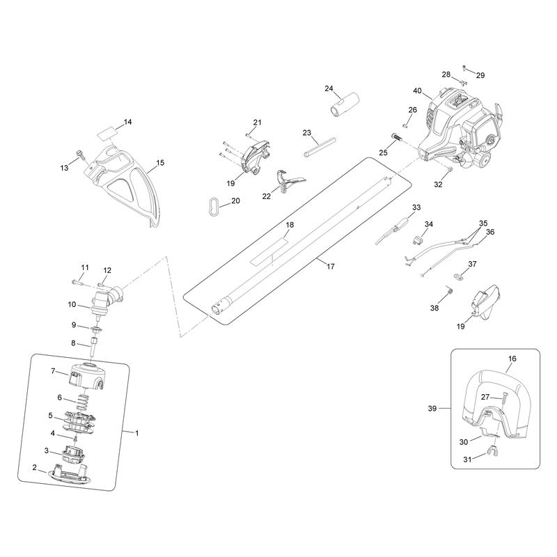 18in Straight Shaft Gas Trimmer Assembly
