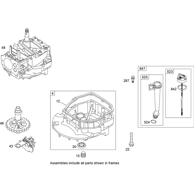 Crankcase Assembly Briggs and Stratton 126T07-0204-E1