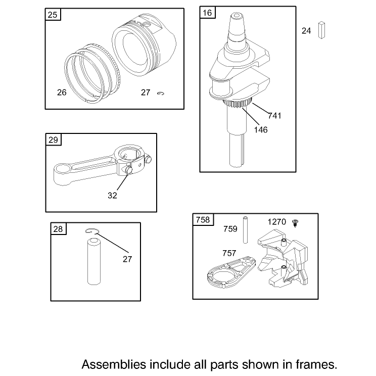 Crankshaft Assembly Briggs and Stratton 280H07-0166-E1