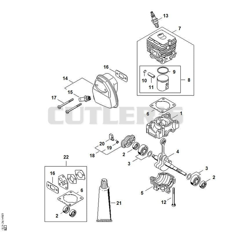 Crankcase, Cylinder, Muffler