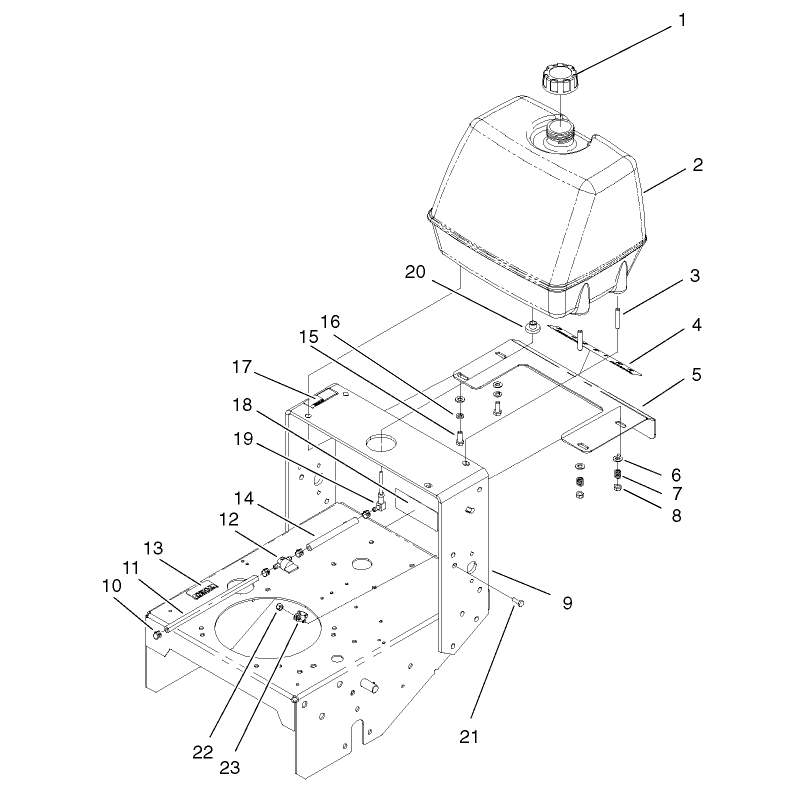 Frame Fuel Tank and Shift Plate Assembly