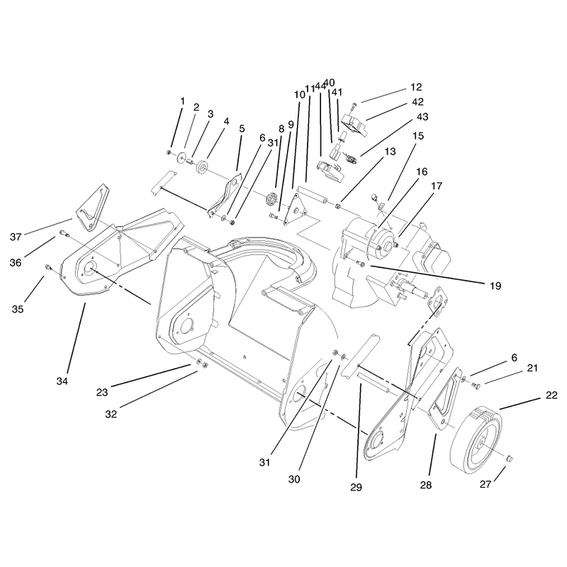 Engine, Side Plate, & Wheel Assembly