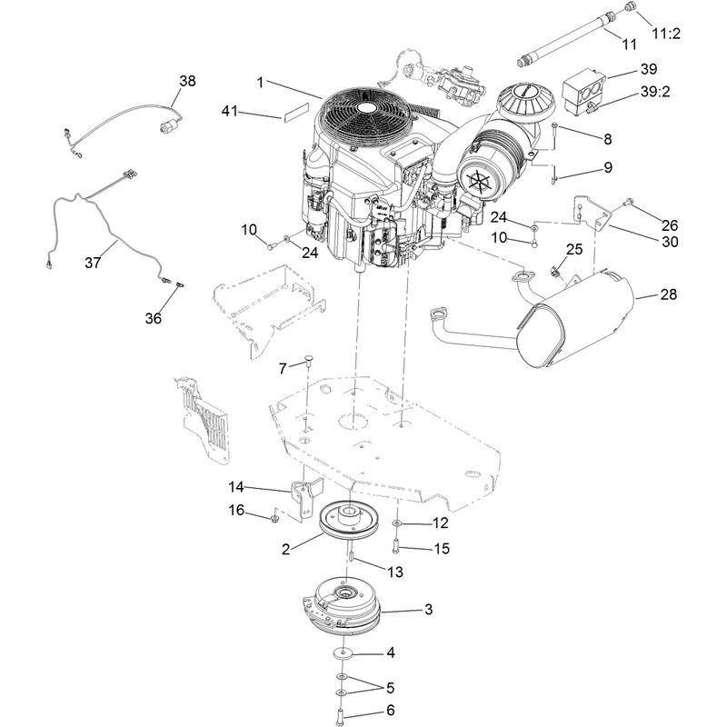Engine, Clutch and Muffler Assembly