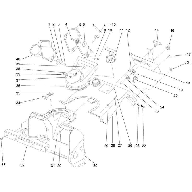 Housing, Upper Shroud, and Chute Assembly