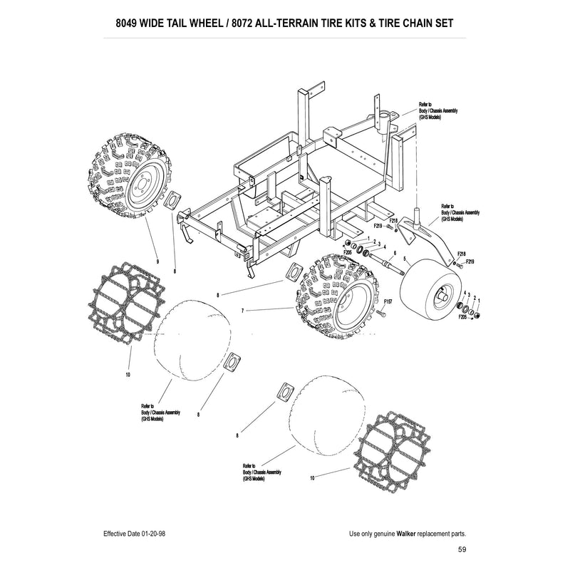8049 WIDE TAIL WHEEL / 8072 ALL-TERRAIN TIRE KITS & TIRE CHAIN SET