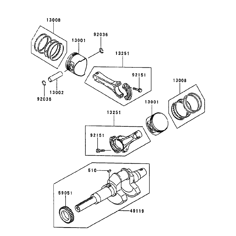 PistonCrankshaft Assembly Kawasaki FD750D-AS03