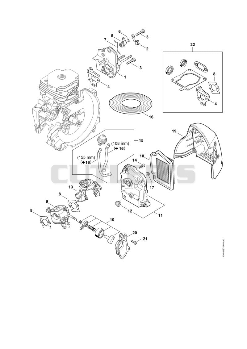 Spacer flange, Air filter, Filter housing