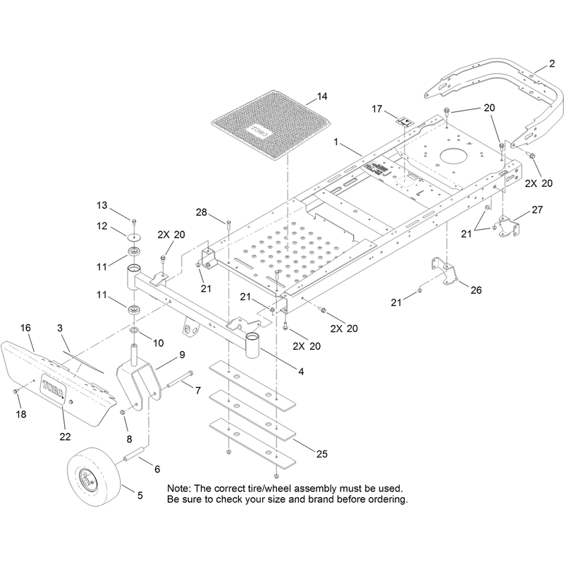 Frame, Front Axle and Caster Wheel Assembly