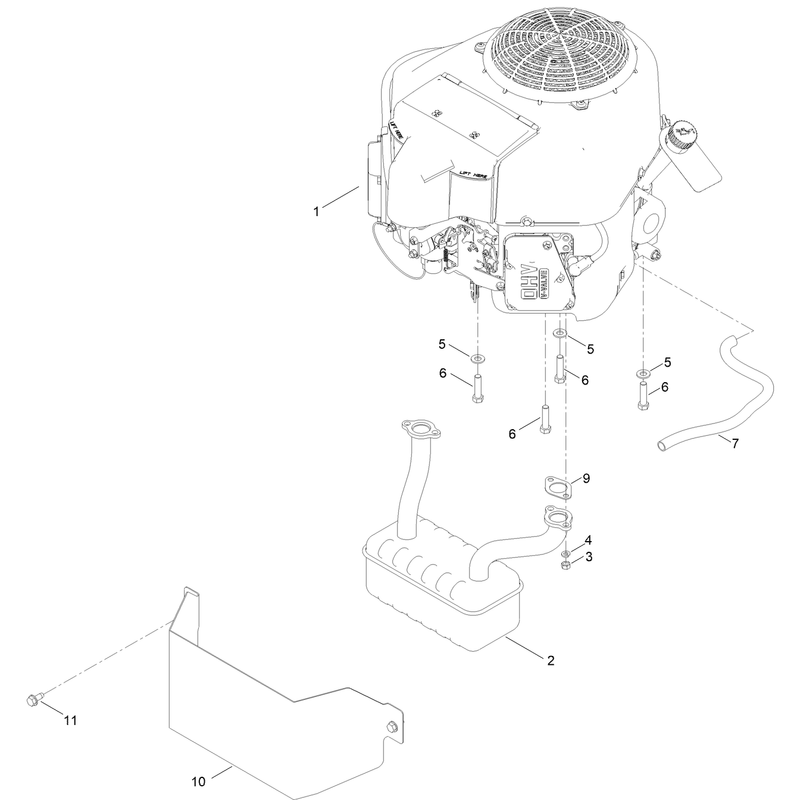 Engine and Muffler Assembly
