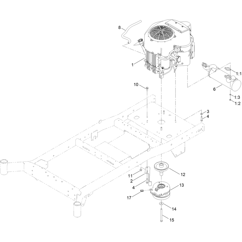 Engine and Muffler Assembly