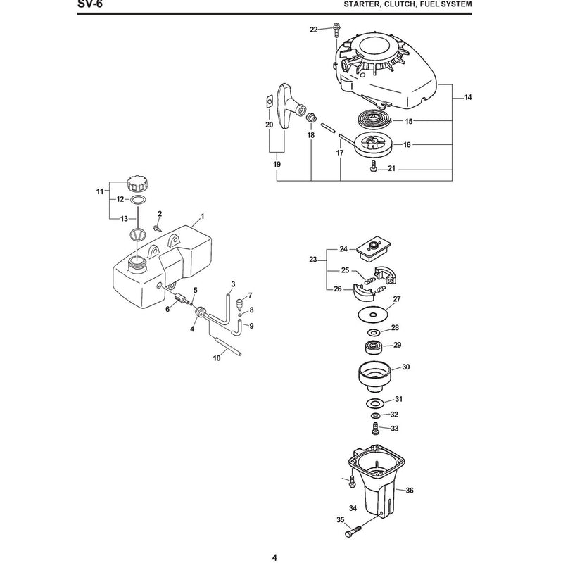 Starter, Clutch, Fuel System