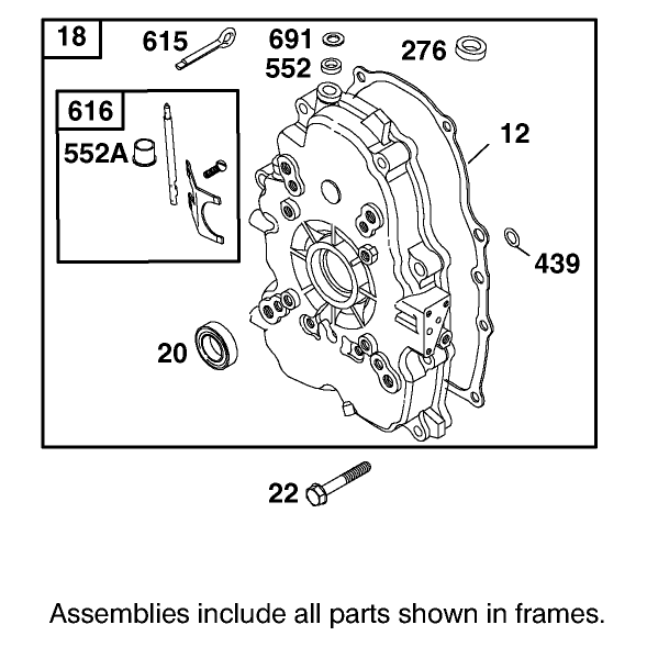 Crankcase Assembly Briggs and Stratton 303447-1314-E1