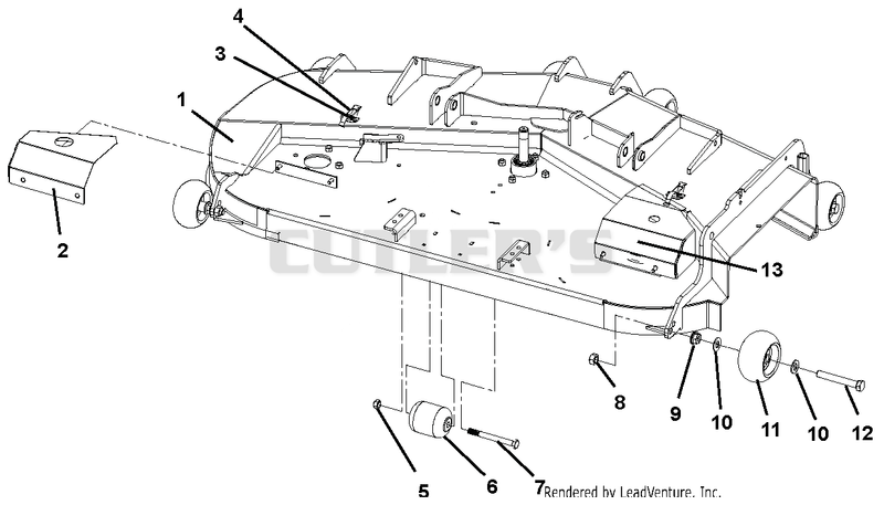 Mower Deck, Anti-Scalp Wheels and Belt Covers