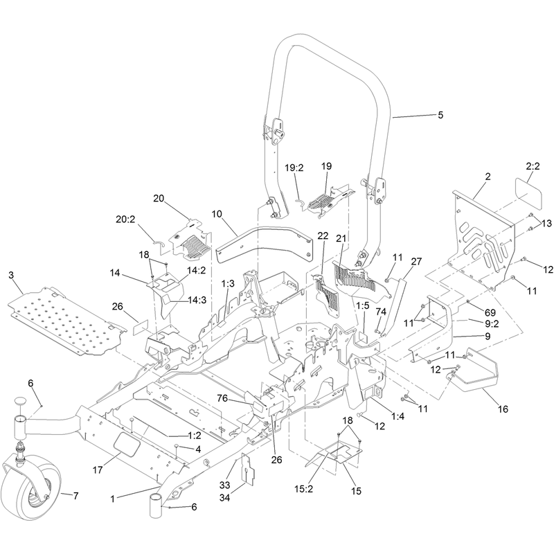 Frame and Caster Wheel Assembly
