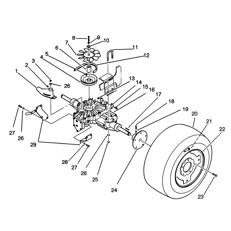 Rear Wheel and Transmission Assembly