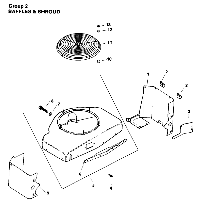 Engine Kohler Model No Mv16s Type Ps56519 Baffle and Shroud Group 2