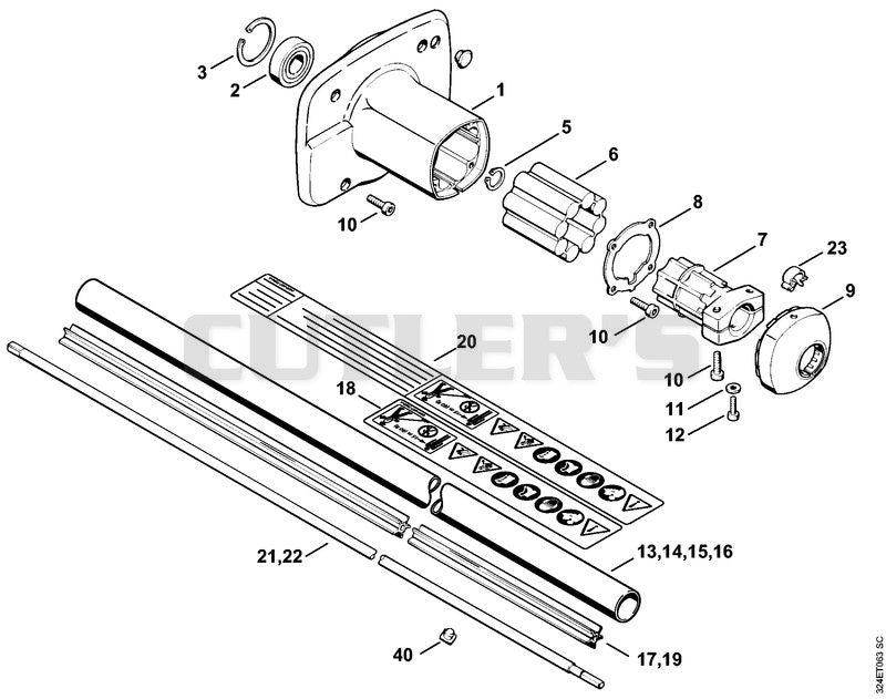 Clutch housing, Drive tube assembly