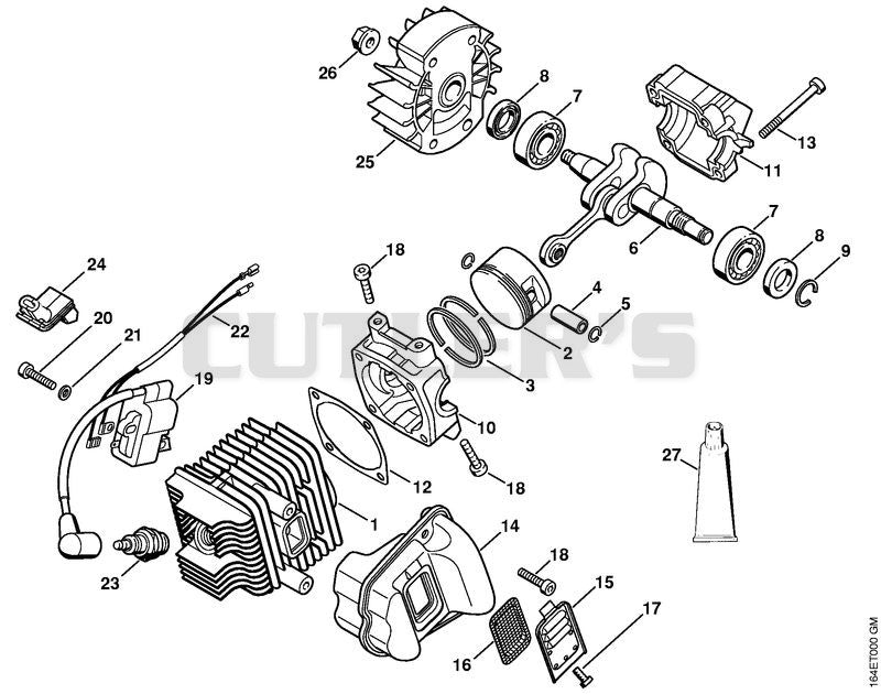 Cylinder with piston, Ignition system