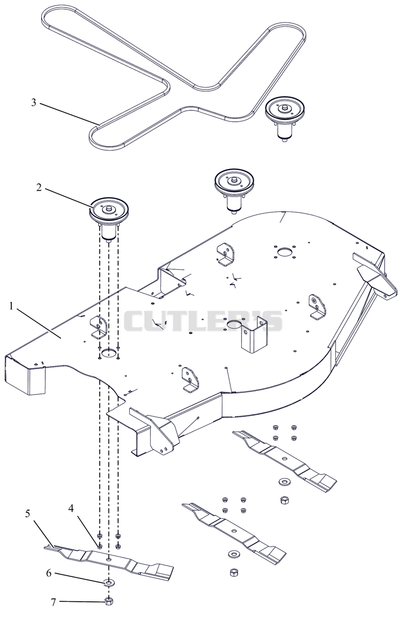 Deck, Belts, Blades and Spindles - 52"