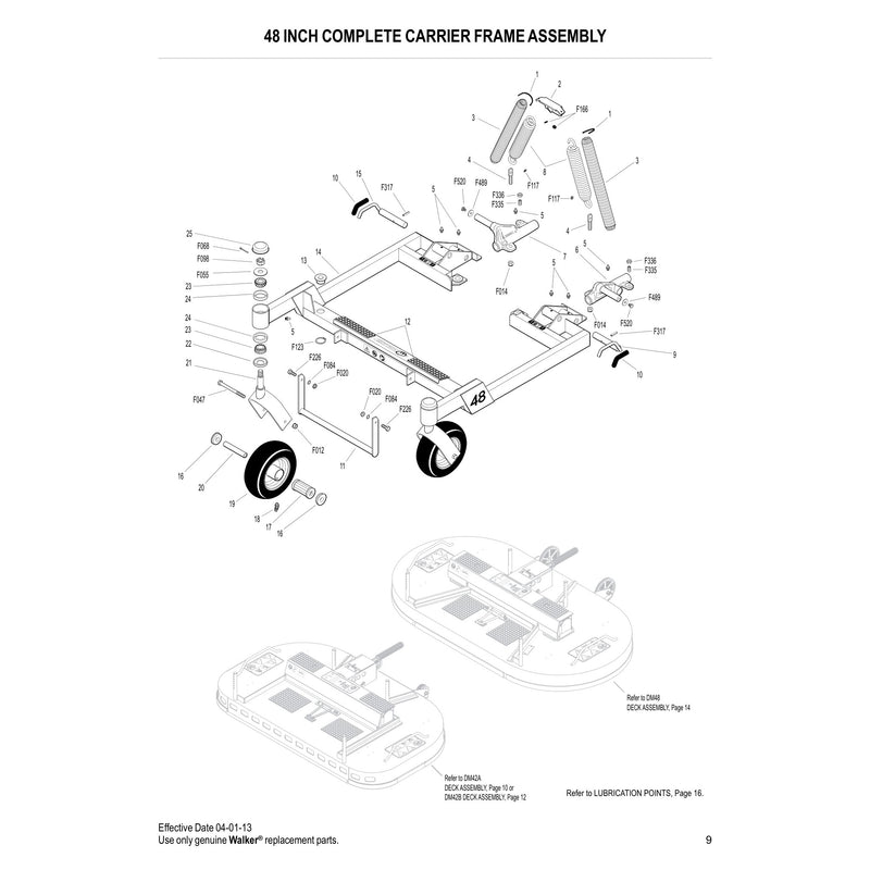 48 INCH COMPLETE CARRIER FRAME ASSEMBLY