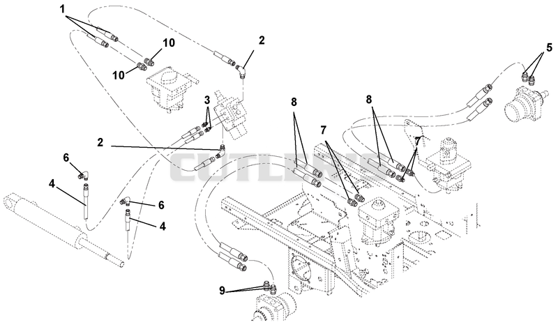 Hose Routing For Pumps, Wheel Motors And Cylinder