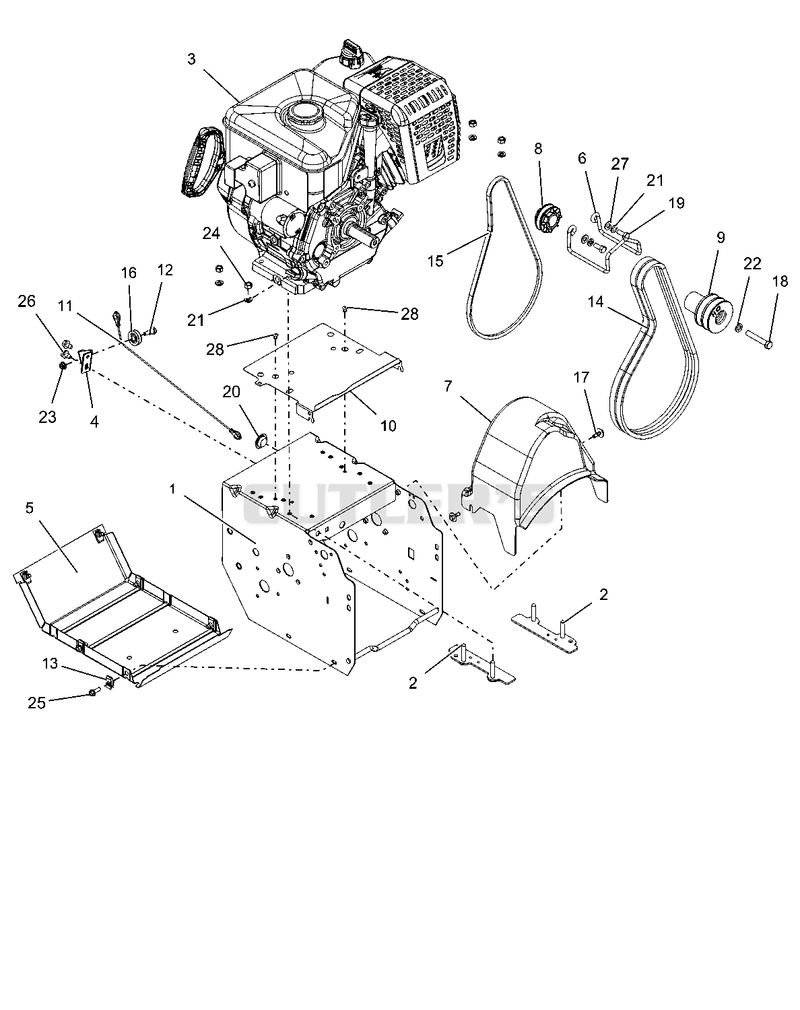Engine, Frame And Belt Drive