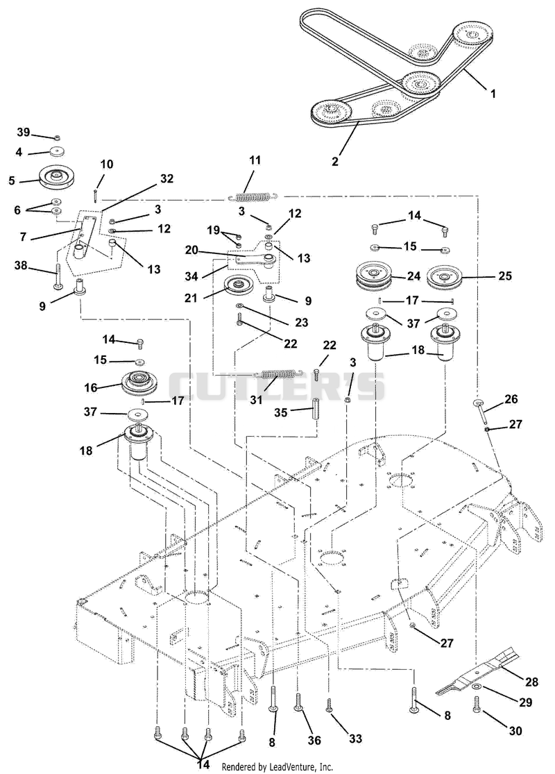 Belts, Spindles, Idlers And Mower Blades
