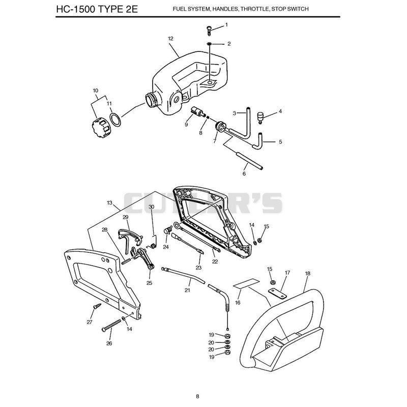 Type 2E Fuel System, Handles, Throttle, Stop Switch