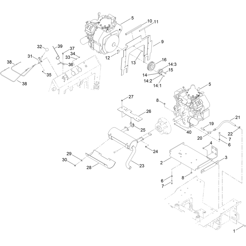 Engine Exhaust and Control Lever Assembly