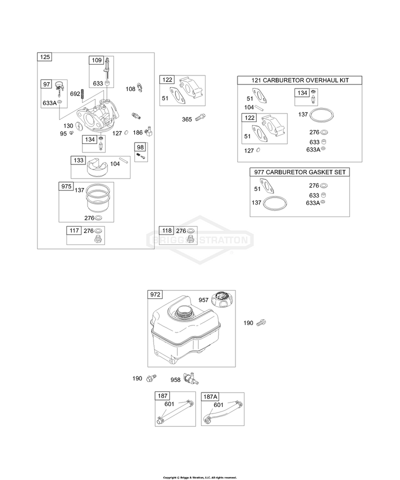 Carburetor Group, Fuel Tank Group, Kits/Gaskets - Carburetor