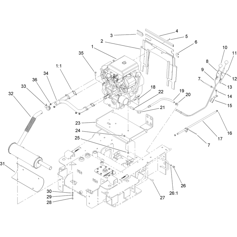 Engine and Mount Assembly