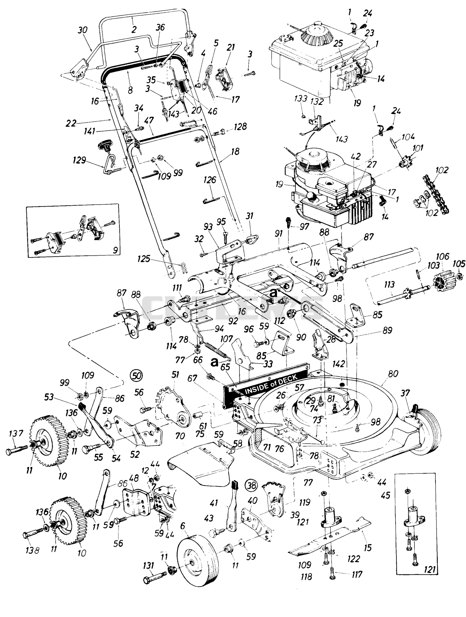 MTD 282-040 Self-Propelled Lawn Mower Parts Diagram (1987)
