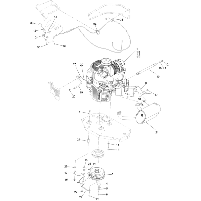 Engine Clutch and Muffler Assembly