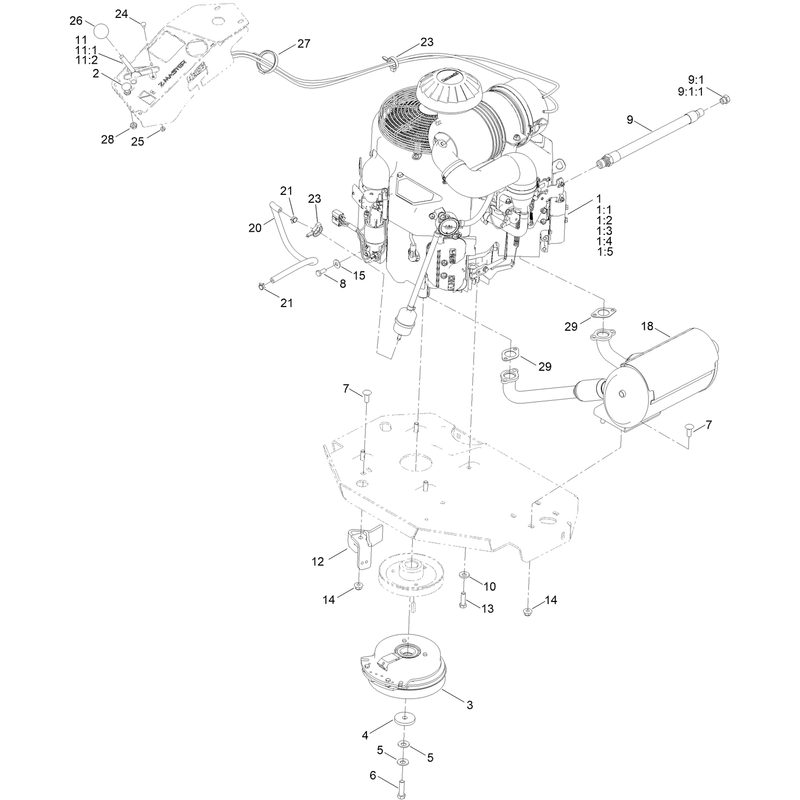 Engine, Clutch and Muffler Assembly