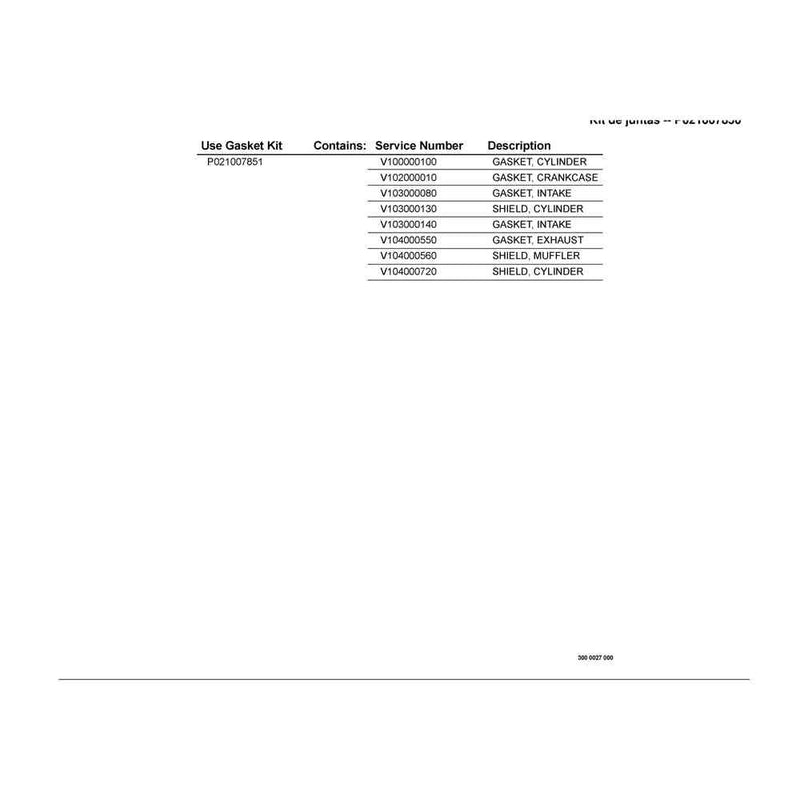 Gasket Kit -- P021007850