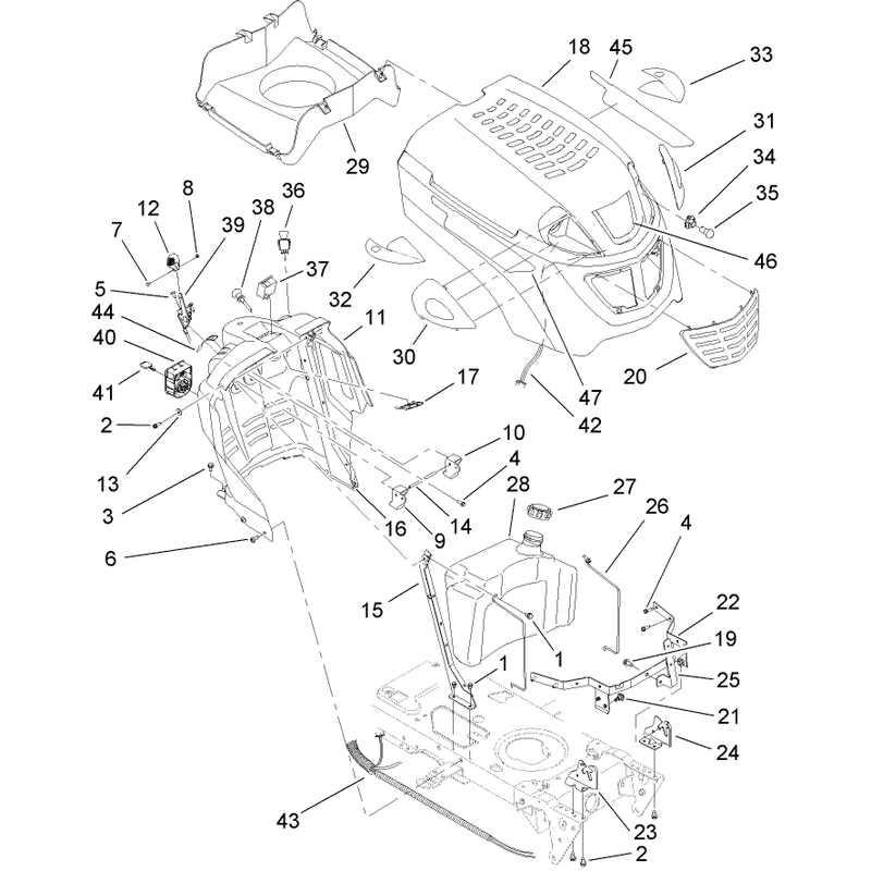Fuel Tank and Hood Assembly