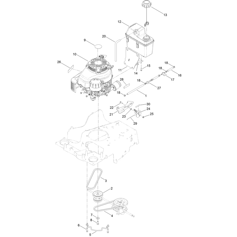 Engine and Fuel Tank Assembly